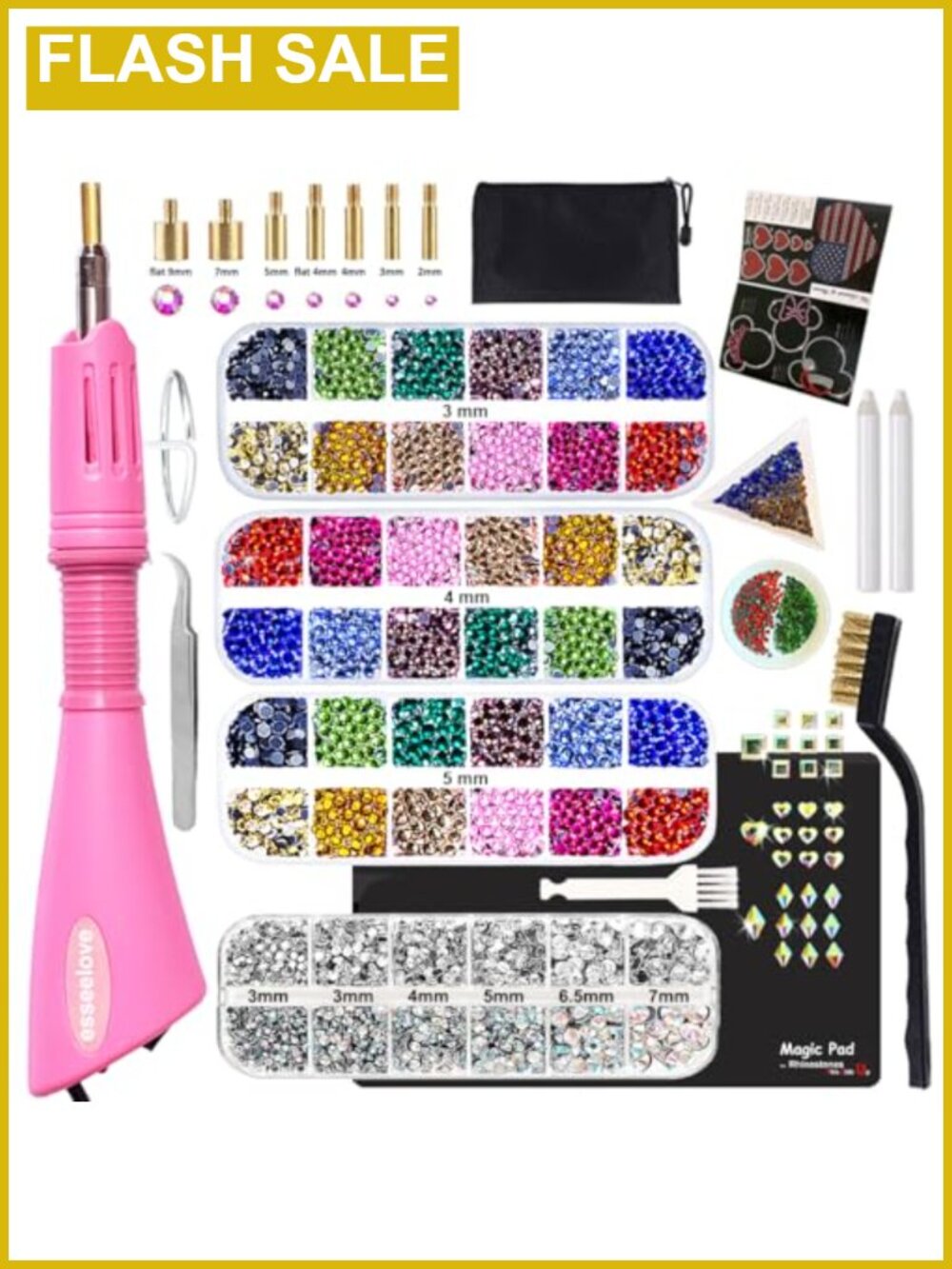 Hotfix Rhinestone Applicator Kit with 5679 Pcs AB Crystal Gems for DIY